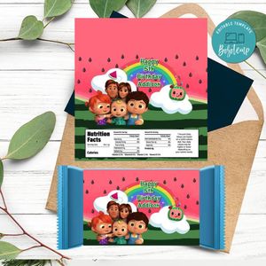 Cocomelon Candy Bar Label Customizable Template Instant Download