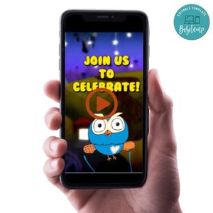 Giggle and Hoot Video Invitation Digital Template Customizable Instant Download