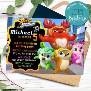 Deer squad Birthday Invitation Customizable Template to Print at Home Instant Download