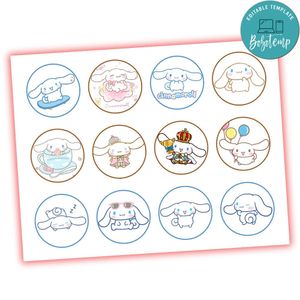 Cinnamoroll Cupcake Toppers Template Printable Instant Download