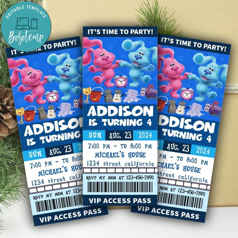 Blues Clues Ticket Invitation Customizable Template | Bobotemp