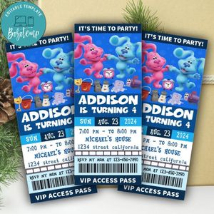 Blues Clues Ticket Invitation Customizable Template Instant Download