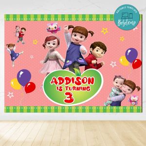 Kongsuni and friends Birthday Backdrop Digital File Template Instant Download