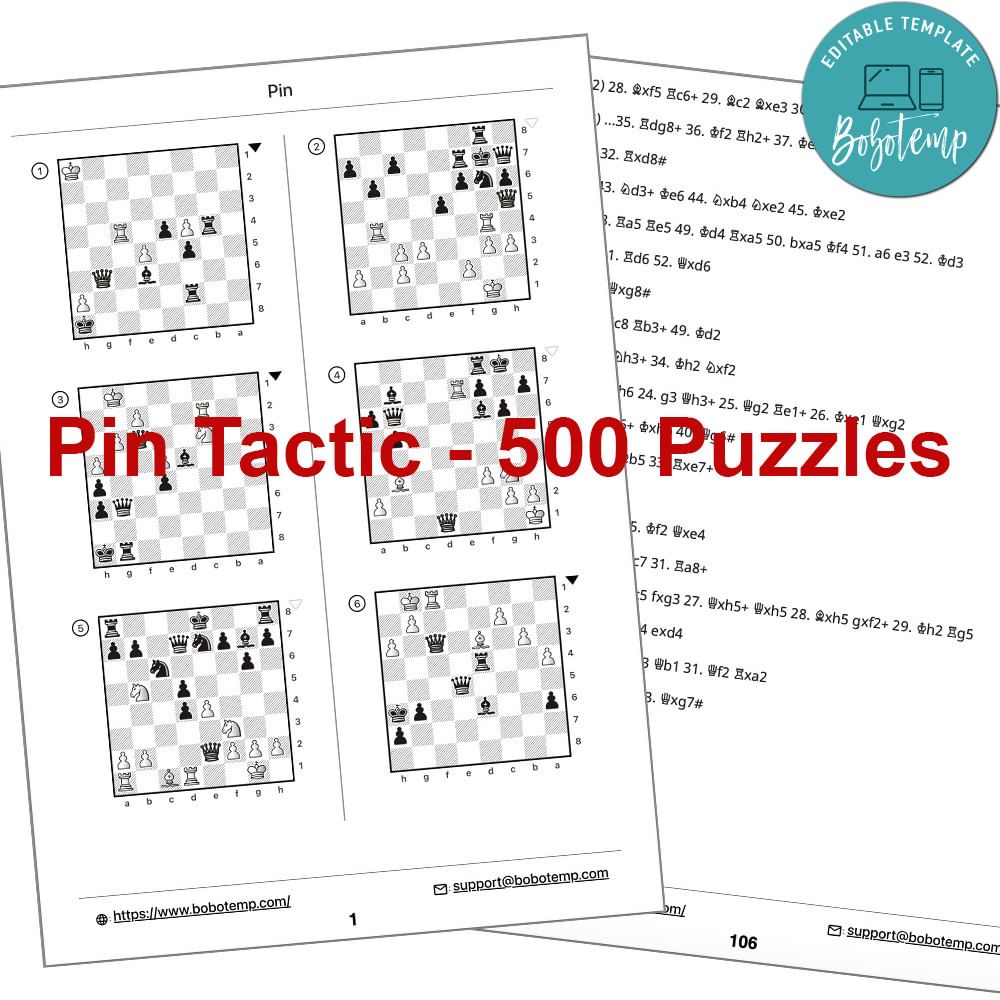 Chess Pin Puzzles for Kids – 500 Beginner Tactics PDF | Bobotemp