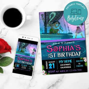 Moana 2 Birthday Invitation Customizable Template to Print at Home Instant Download
