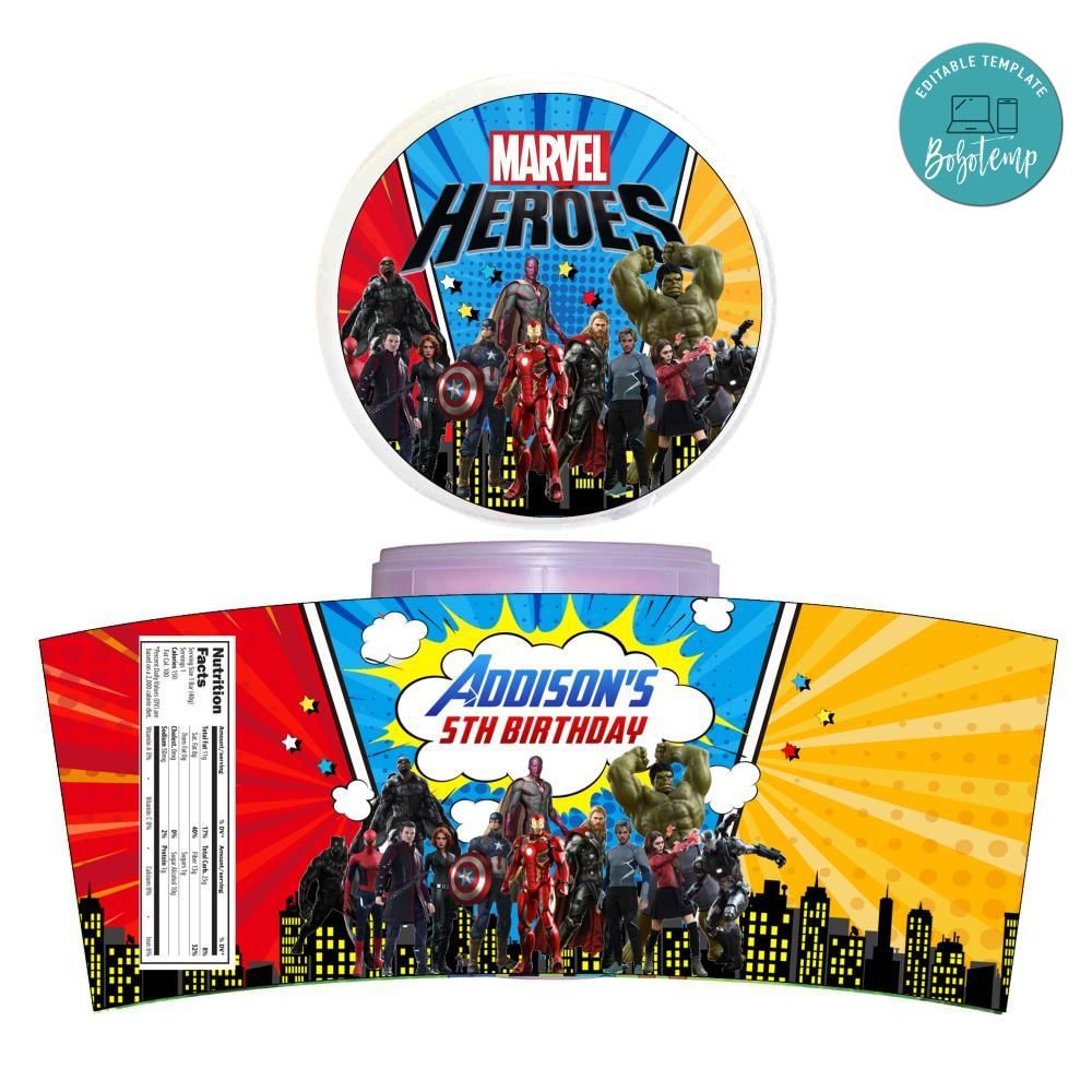 Superhero Marvel Cotton Candy Label Template | Bobotemp Shop