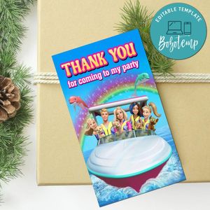 Barbie Dolphin Magic Thank You Tag Customizable Template To Print At Home Instant Download