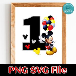 Mickey Mouse First Birthday Customer request PNG file template