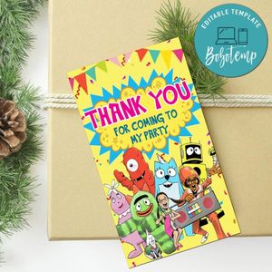 Yo Gabba Gabba Thank You Tag Customizable Template To Print At Home Instant Download