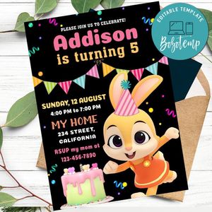 Jeni pinkfong Invitation Customizable Template to Print at Home Instant Download