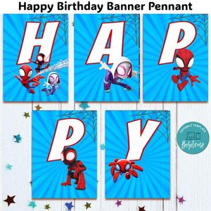 Spidey And His Amazing Friends Banner Pennant Digital File Template Instant Download