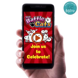 The Battle cats Birthday Video Invitation Digital Template Customizable Instant Download