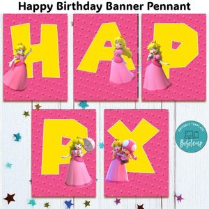 Princess Peach Banner Pennant Digital File Template Instant Download