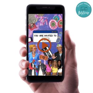 Early 2000s Birthday Video Invitation Digital Template Customizable Instant Download