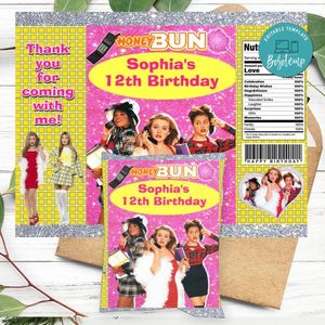 Clueless Birthday Honey Buns Snack Bag Label Customizable Instant Download