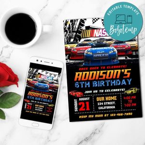 Nascar Invitation Customizable Template to Print at Home Instant Download