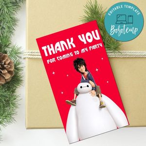 Big Hero 6 Thank You Tag Customizable Template To Print At Home Instant Download