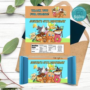 Cookie Run Candy Bar Label Customizable Template Instant Download