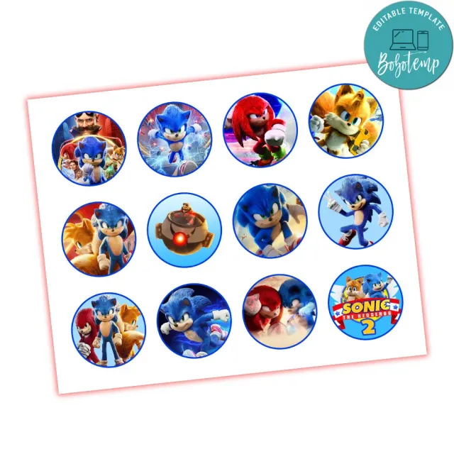 Sonic 2 Cupcake Toppers Template Printable DIY | Bobotemp for Free Printable Cupcake Toppers Template
