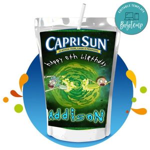 Rick and Morty Theme Capri Sun Birthday Labels Digital File Printable Instant Download