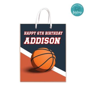 Basketball Gift Bag Label Template Printable Instant Download