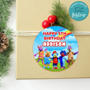 Doggyland Circle Sticker Template Customizable to Print at Home Instant Download