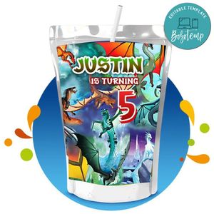 Wings of Fire Capri Sun Birthday Labels Digital File Printable Instant Download