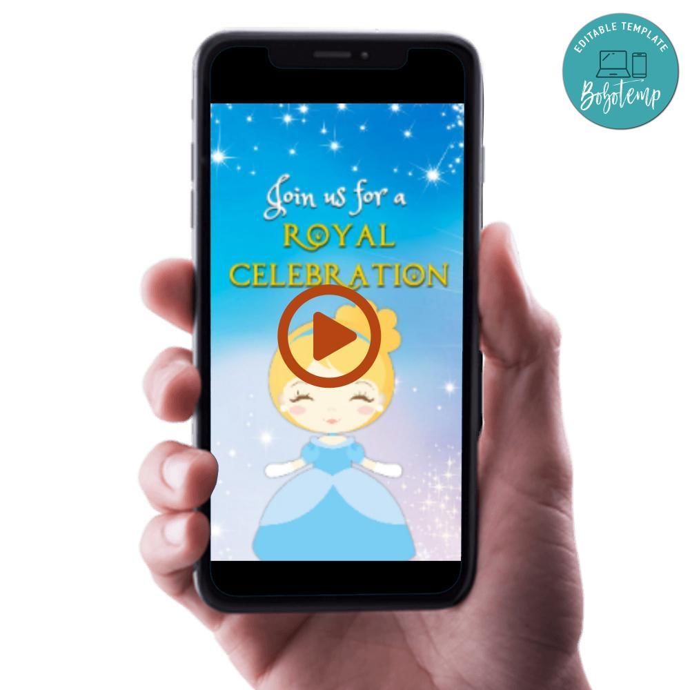 Baby cenicienta Video Invitation Digital Template Customizable Instant Download