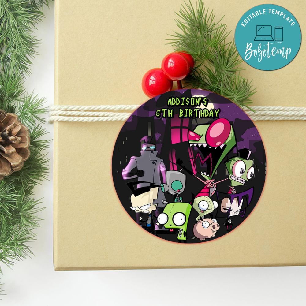 Invader Zim Circle Sticker Template Customizable DIY | Bobotemp