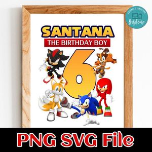 Sonic the Hedgehog birthday Customer Request PNG file template