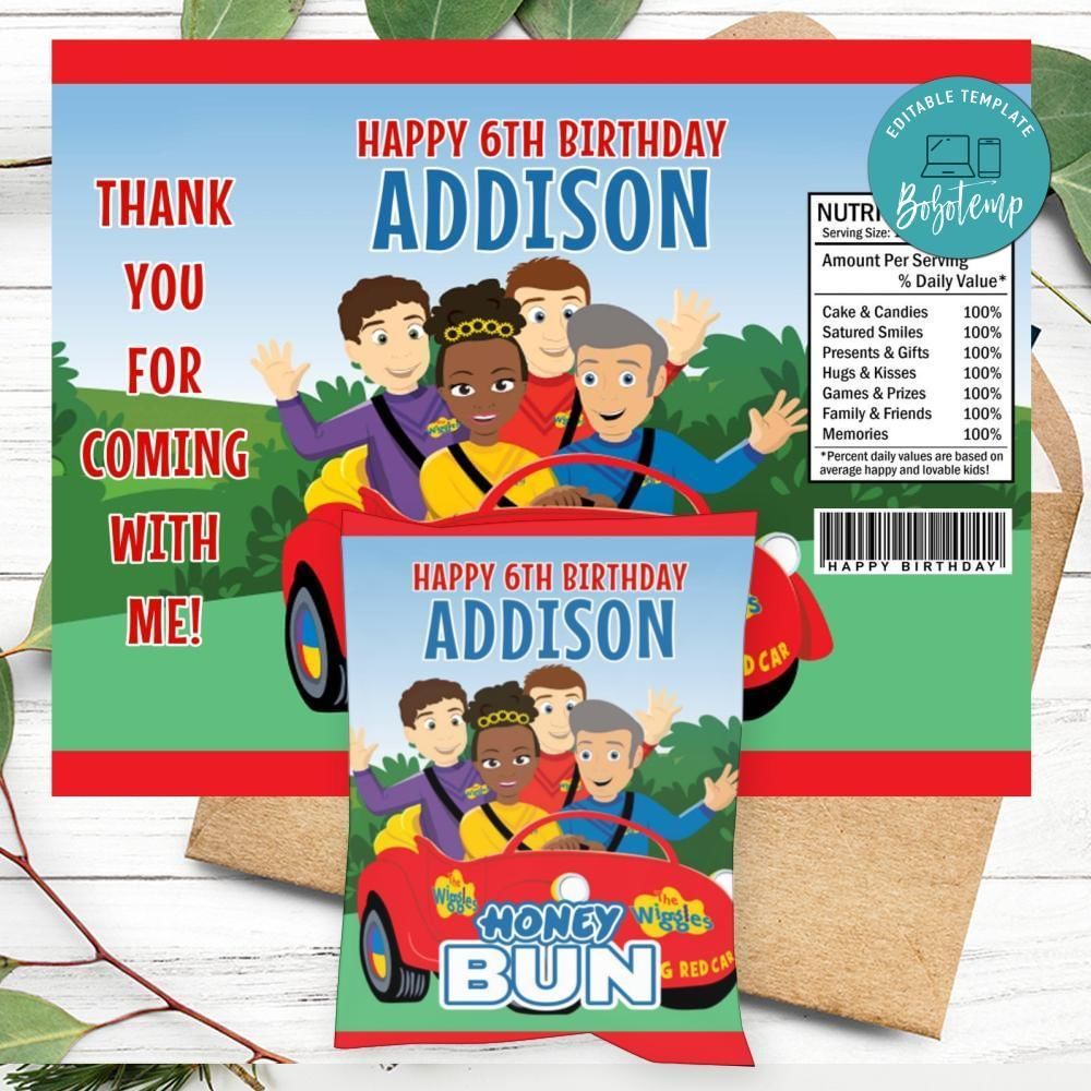 Wiggles Honeybun Snack Bag Digital File Printable Instant Download