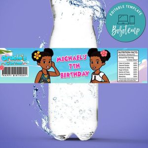 Gracie's Corner Birthday Water Bottle Label Template to Print at Home Instant Download