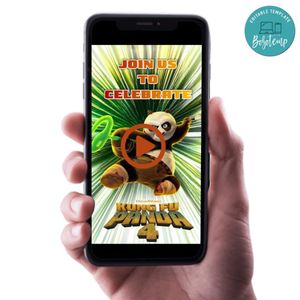 Kung fu panda 4 Birthday Video Invitation Digital Template Customizable Instant Download