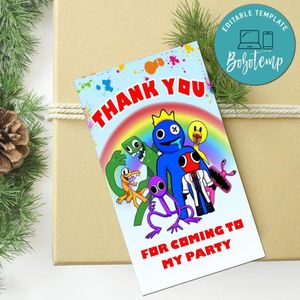 Rainbow Friends Roblox Thank You Tag Customizable Template To Print At Home Instant Download