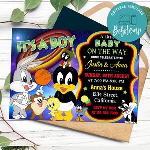 Baby Space Jam Baby Shower Invitation Customizable Template to Print at Home Instant Download