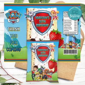 Paw patrol Birthday Party Pop Tarts Digital File Printable Instant Download