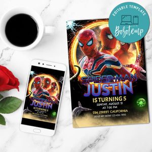 Three Spiderman Invitation Customizable Template to Print at Home Instant Download