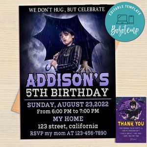 Wednesday Invitation Template Free Thank You Card Printable