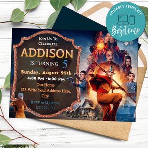Last Airbender Invitation Customizable Template to Print at Home Instant Download