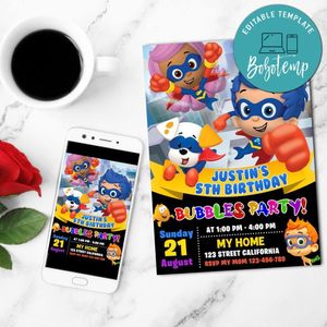 Super Guppies Birthday Flyer Customizable Template to Print at Home Instant Download