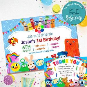 Baby First Tv Invitation Template Free Thank You Card Printable