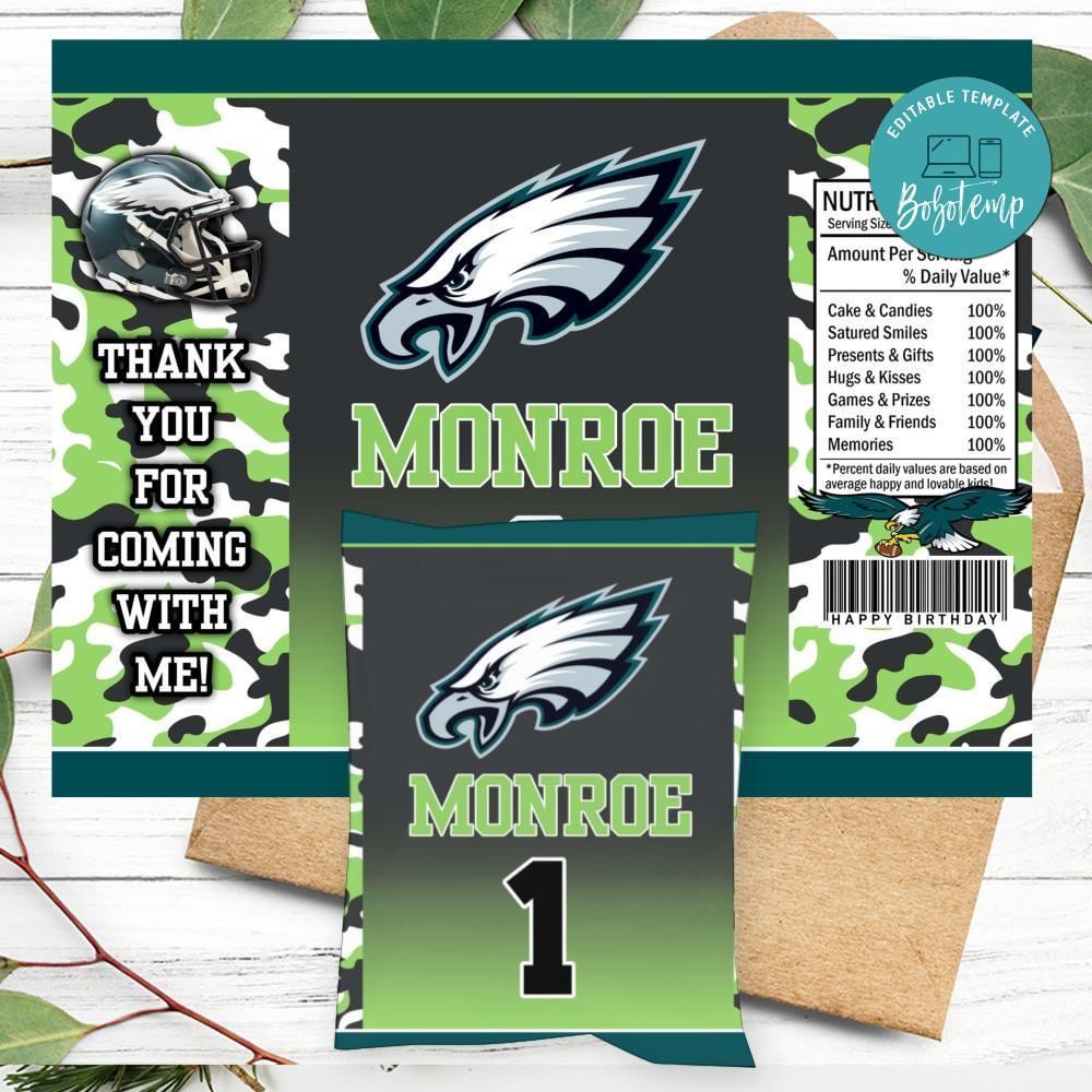 Philadelphia eagels camo Chip Bag Label Customizable Instant Download