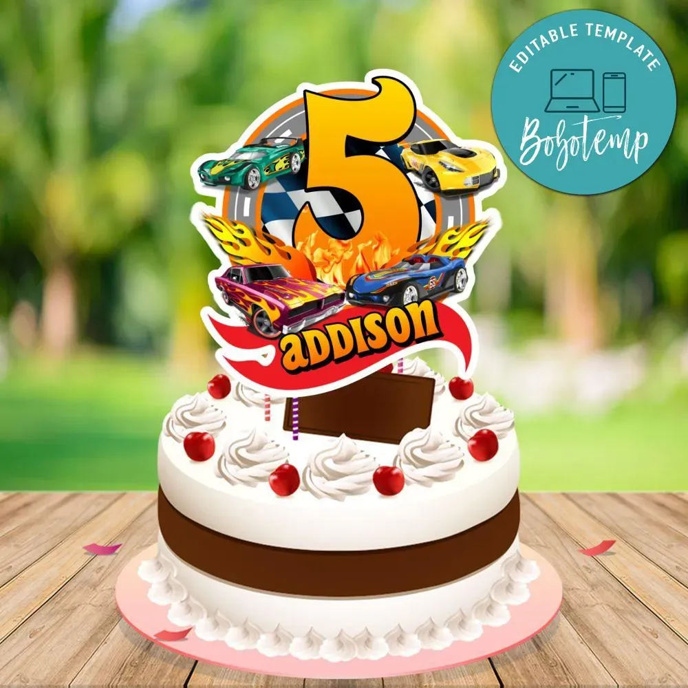Hot Wheel Birthday Cake Topper Template Printable | Bobotemp