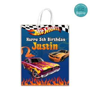 Hot Wheels Gift Bag Label Template Printable Instant Download
