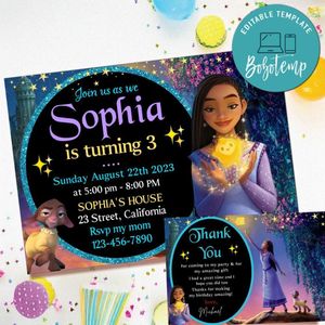 Wish Disney Invitation Template Free Thank You Card Printable