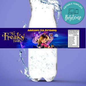 My Freaky Family Birthday Water Bottle Label Template To Print At Home Instant Download