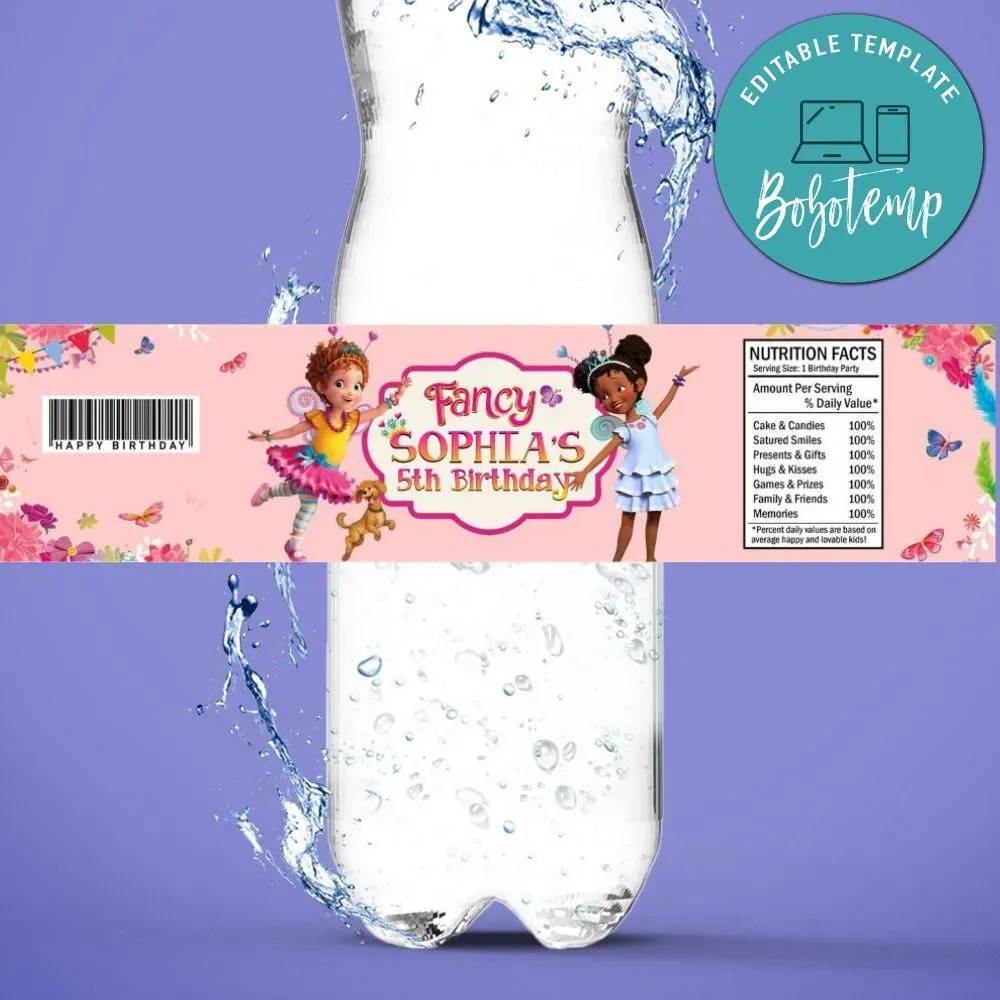 Fancy Nancy Birthday Water Bottle Label Template | Bobotemp Shop