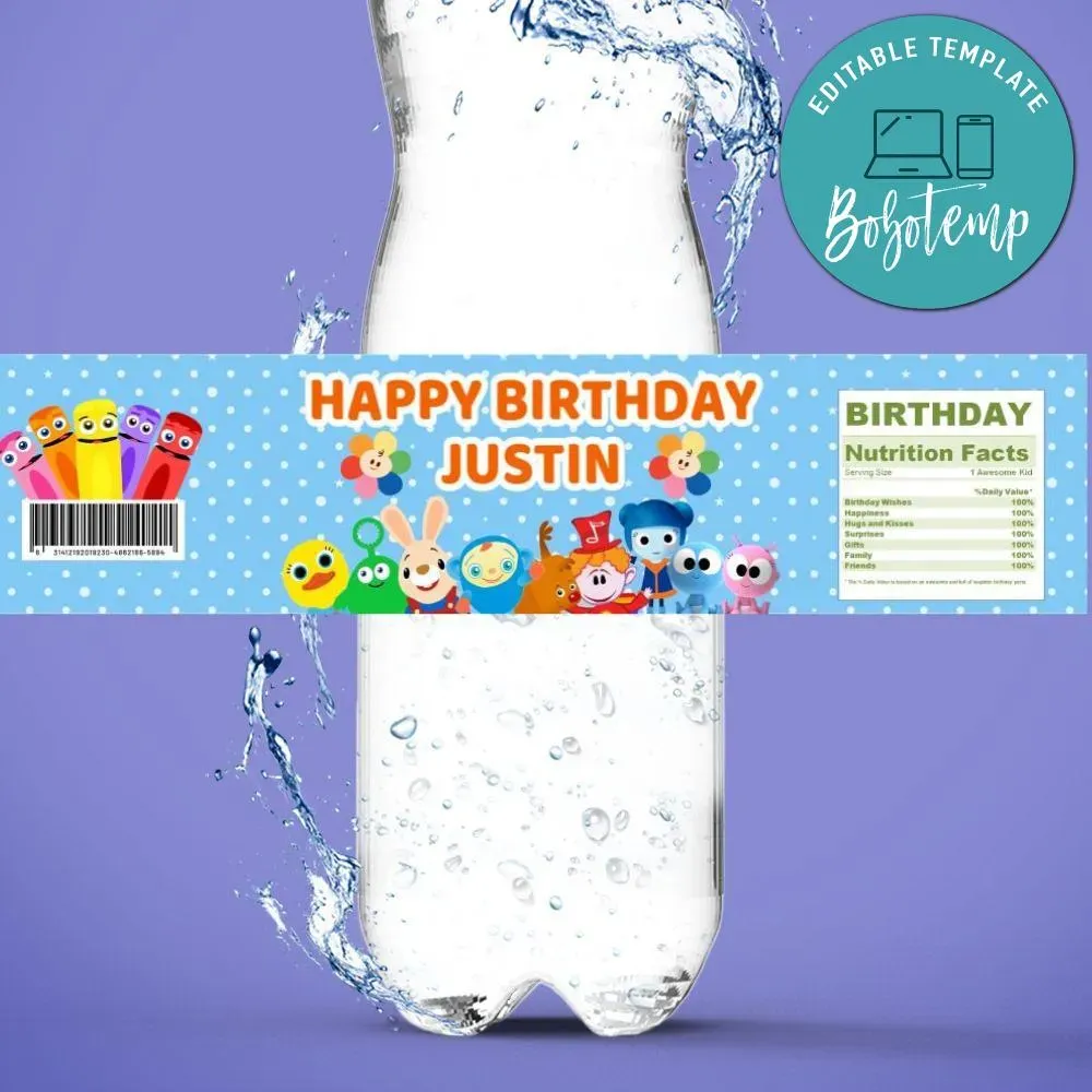 BabyFirst Birthday Water Bottle Label Template | Bobotemp