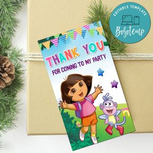 Dora The Explorer Thank You Tag Customizable Template To Print At Home Instant Download