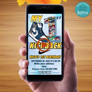 Kickback Birthday Video Invitation Digital Template Customizable Instant Download